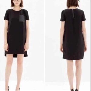 Madewell Black Short Sleeve Shift Dress with Faux Leather Pocket